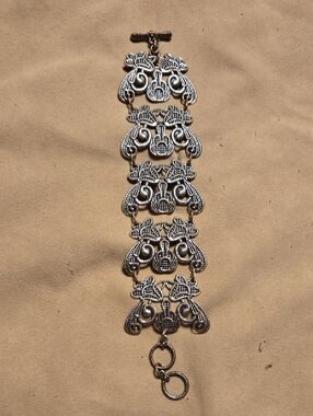Vintage-Inspired Silver Filigree Link Bracelet - Women's Jewelry